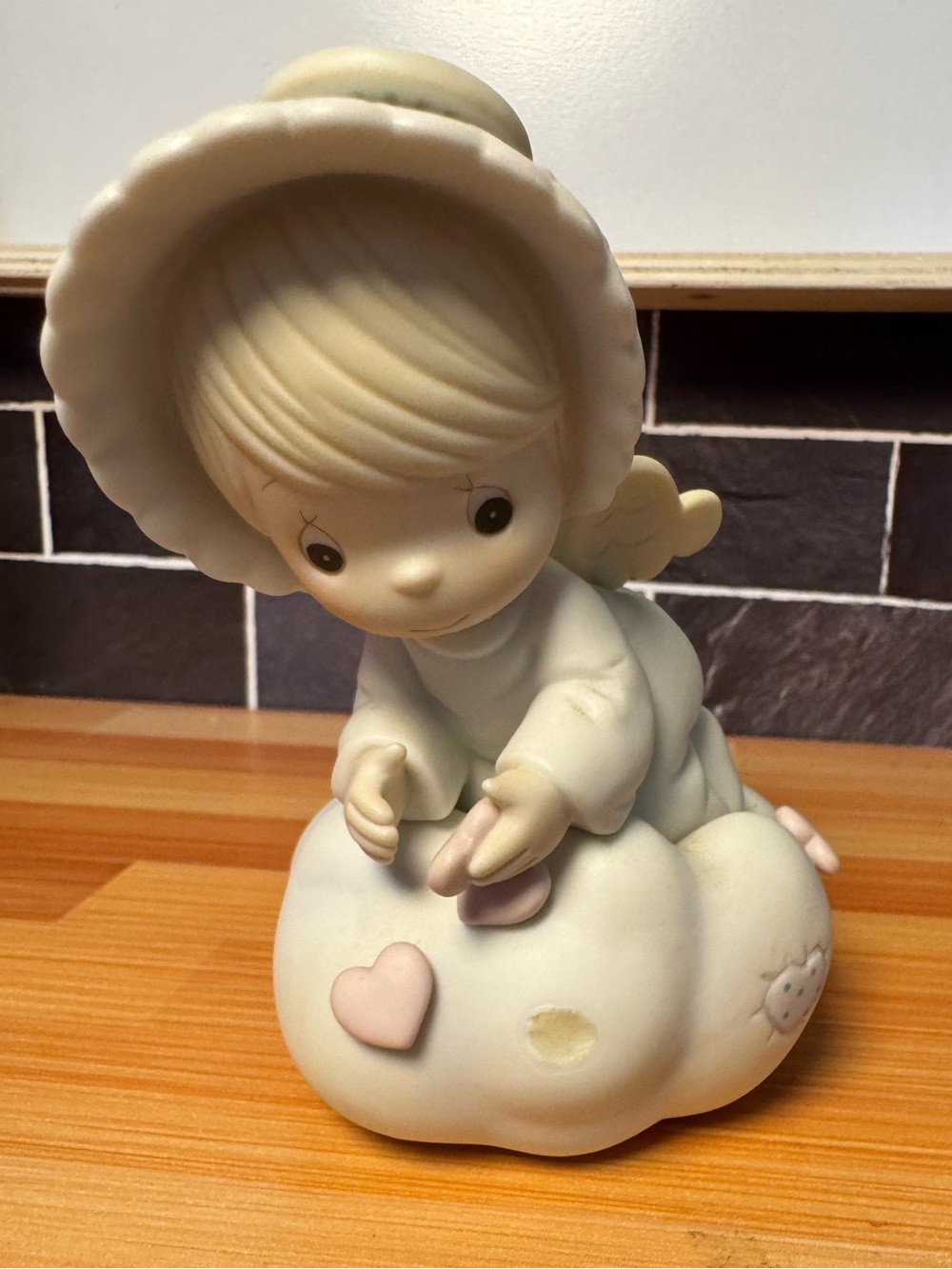 Precious Moments Cream Figurine with Pink Heart Accents